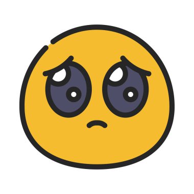 üzgün emoji simgesi tasarımı, çizgi film vektör illüstrasyonu                      