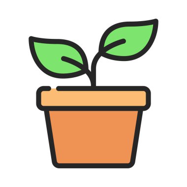 pot simgesinde, vektör çizim bitki