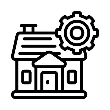 Ev Mühendisliği simgesi, vektör illüstrasyonu 