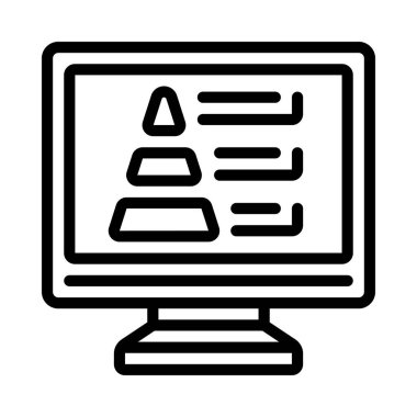 Bilgisayar Piramit Grafiği simgesi, vektör illüstrasyonu 