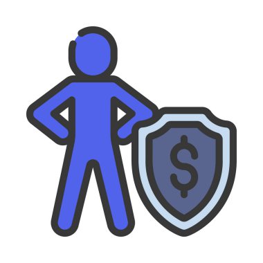 Mali Koruma Kişisi Web simgesi vektör illüstrasyonu