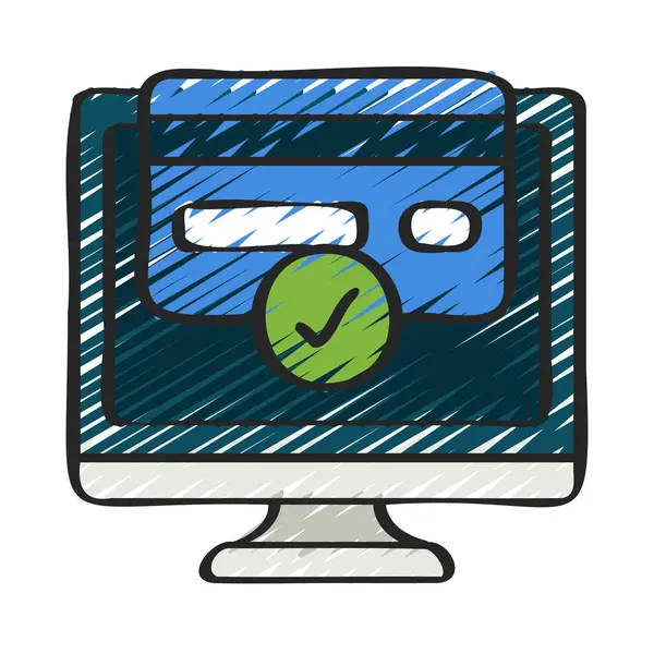 Computer Geaccepteerde Betaling Pictogram Vector Illustratie — Stockvector