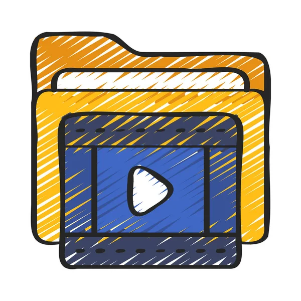 Icono Carpeta Vídeo Ilustración Vectorial — Vector de stock