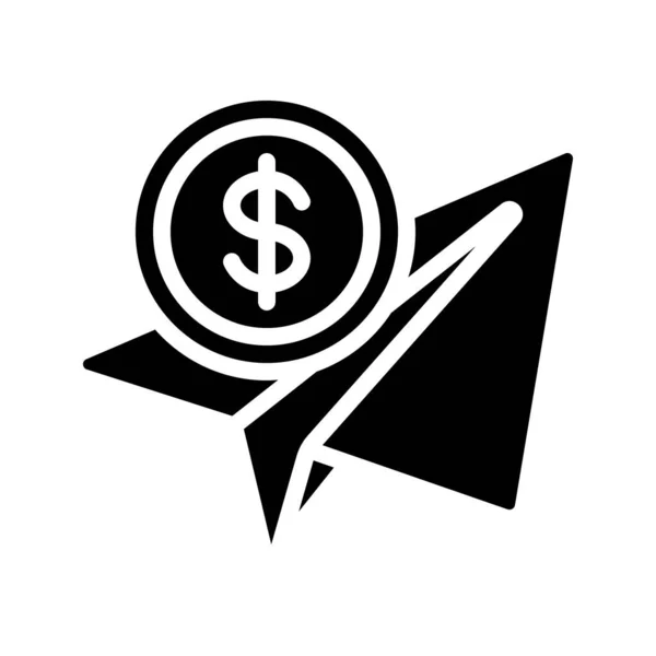 Enviar Dinheiro Ícone Avião Ilustração Vetorial —  Vetores de Stock