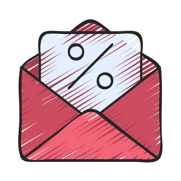 Email Marketing Con Porcentaje Símbolo Icono Aislado Sobre Fondo Blanco — Archivo Imágenes Vectoriales