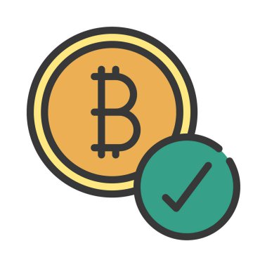 Beyaz arkaplan, vektör, illüstrasyon üzerinde izole edilmiş bitcoin düz simgesi