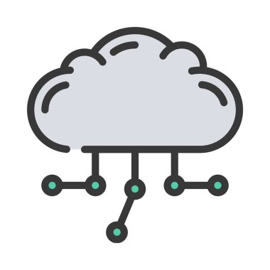 bulut teknolojisi web simgesi vektör çizimi