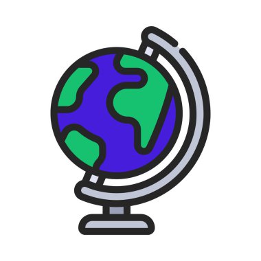 Beyaz arkaplanda dünya simgesi vektör illüstrasyonu 