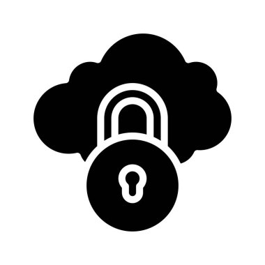 Bulut güvenlik kilidi simgesi. vektör illüstrasyonu