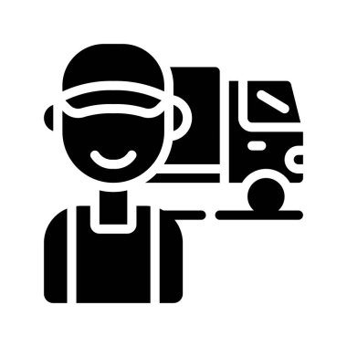 Lorry Sürücü Web simgesi vektör illüstrasyonu