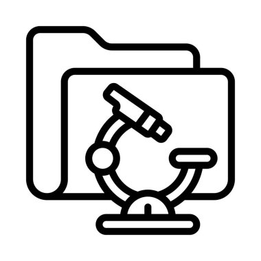 Laboratuar mikroskobu ikonu. Web için basit bir mikroskop vektör simgesi çizimi