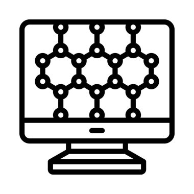 Bilgisayar Nanoteknoloji simgesi, vektör illüstrasyonu 