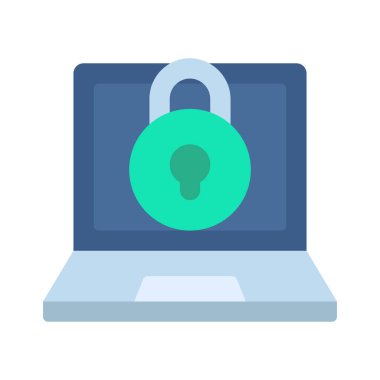Laptop Güvenlik simgesi, vektör illüstrasyonu 