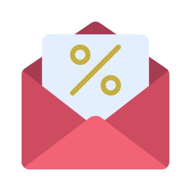 Yüzde Sembollü E- posta Pazarlaması, Beyaz Arkaplanda İzole Edilmiş Simge 