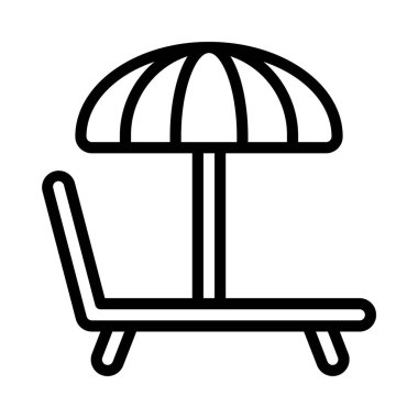 şemsiye ve Lounger vektör simgesi