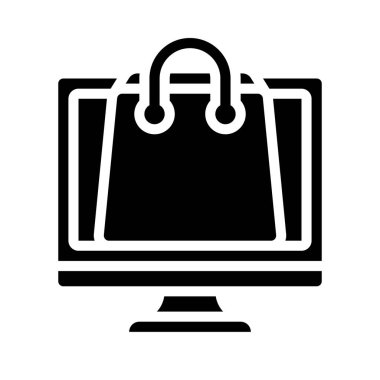 Bilgisayar Alışveriş Torbası Web simgesi vektör çizimi