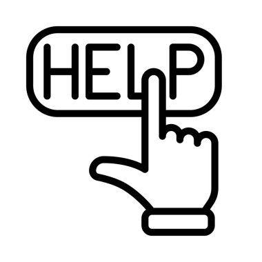 Yardım Düğmesi Web simgesi vektör ilüstrasyonuna bas