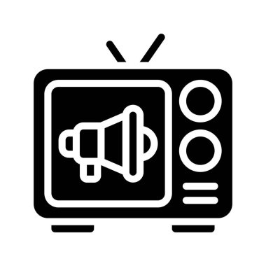TV Pazarlama ikonu vektör illüstrasyonu