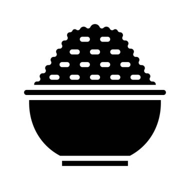 pirinç kasede düz simge, vektör illüstrasyonu 