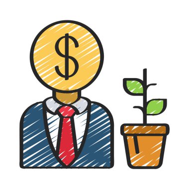 Büyüme Yöneticisi web simgesi düz tasarım, vektör illüstrasyonu