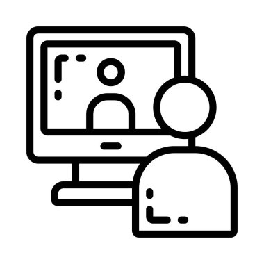 Video Konferansı simgesi basit düz illüstrasyon