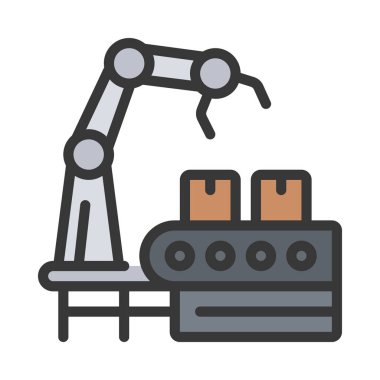 Akıllı İmalat düz simgesi, vektör illüstrasyonu 