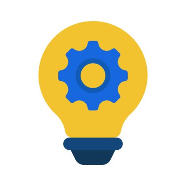 Dişli simgesi, vektör illüstrasyonlu yenilik ampulü