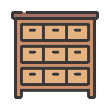 Mobilya çizgisi simgesi, konsept vektör düz taslak resimleme