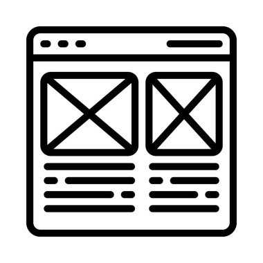 Kablo çerçeve düz simge, vektör illüstrasyonu 