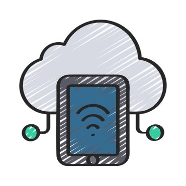 Bulut Hesaplama Tableti vektör çizimi 