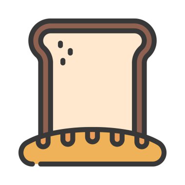 yemek, ekmek simgesi, düz stil