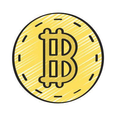 Beyaz arkaplan, vektör, illüstrasyon üzerinde izole edilmiş bitcoin düz simgesi