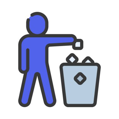 Çöp Kişisi simgesini atın Düz tasarım, vektör illüstrasyonu