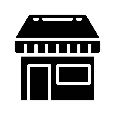 Dükkanı düz simgesi, vektör çizim