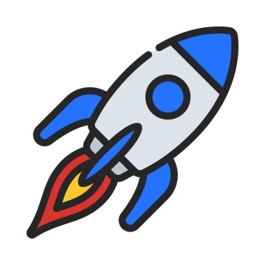 Uçan Uzay Roketi simgesi, vektör illüstrasyonu  