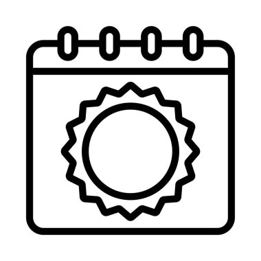 yaz takvimi simgesi, vektör illüstrasyonu 