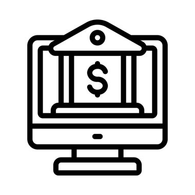 Çevrimiçi bankacılık ikonu vektör illüstrasyon grafik tasarımı. Banka Uygulaması  