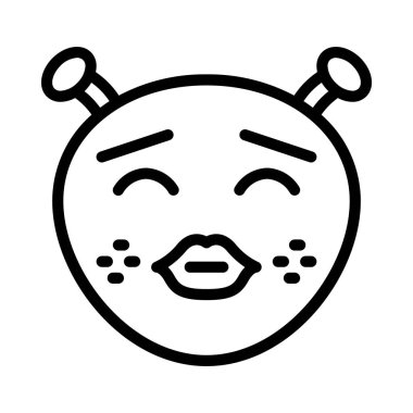 Emoji düz biçim simgesi ve vektör tasarımı ile öpüşen yüz               