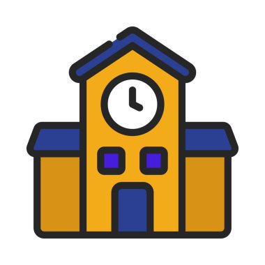 okul binası ikon vektör illüstrasyonu            