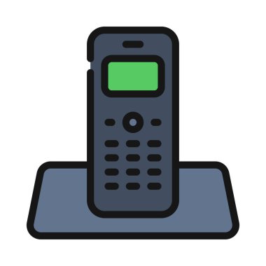 Sabit Hat Kablosuz Telefon düz simgesi, vektör illüstrasyonu 