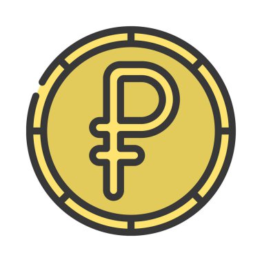 Rouble Coin web simgesi vektör illüstrasyonu