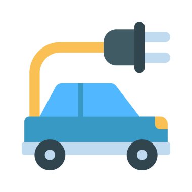 Beyaz arkaplanda elektrikli araba simgesi