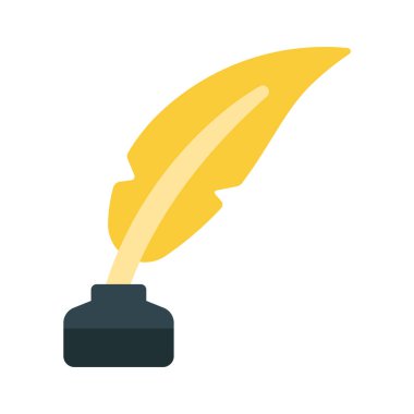  Quill Ink Pen düz simgesi, vektör illüstrasyonu 