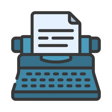 Daktilo düz vektör illüstrasyon tasarımı