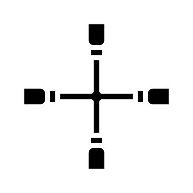 Dörtlü Tekerlek Anahtarı düz simgesi, vektör illüstrasyonu 