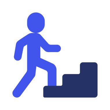 Kişi Tırmanan Adımlar simgesi düz tasarım, vektör illüstrasyonu