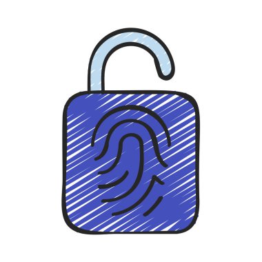 Parmak İzi Kilidi Web simgesi çizimi