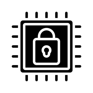 Güvenli İşlemci simgesi, işlemci simgesi, vektör illüstrasyonu  
