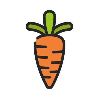  Havuç vektör simgesi. Beyaz arkaplanda basit vektör sembolü