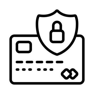 Güvenli Kredi Kartı web simgesi vektör illüstrasyonu